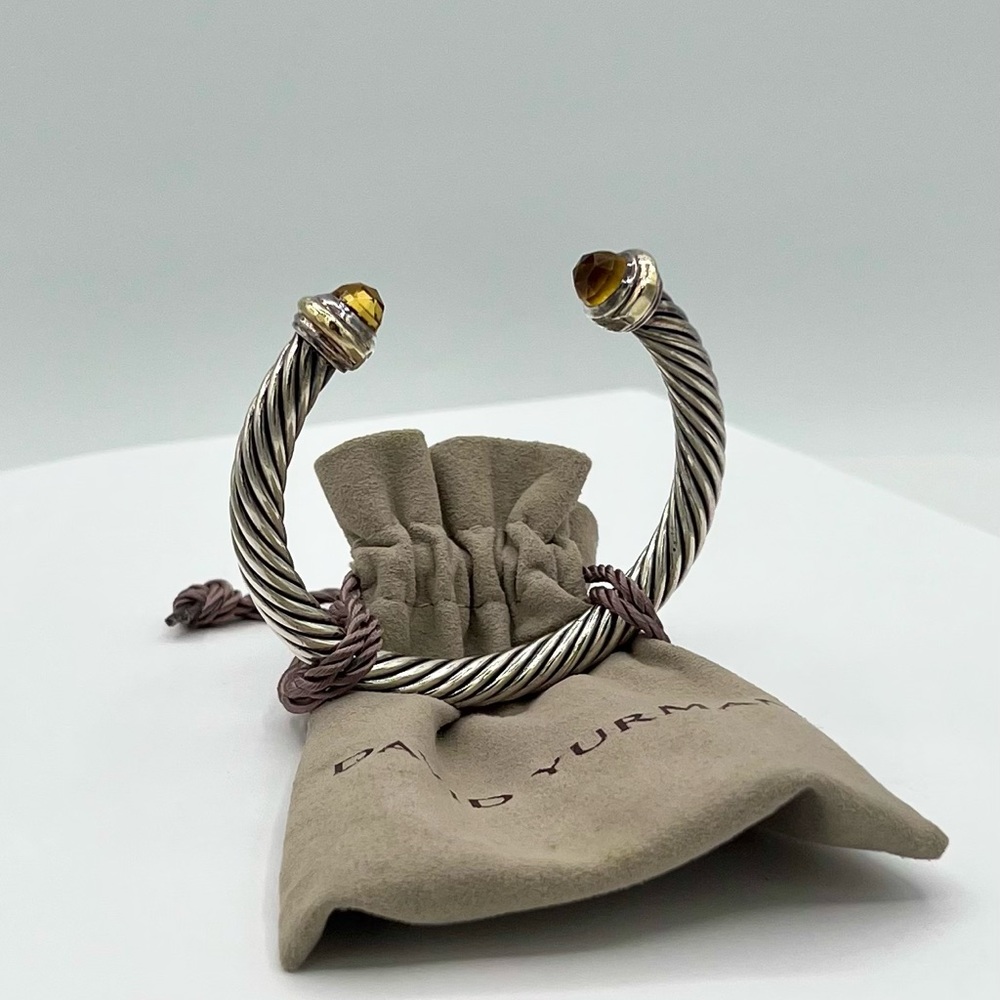 DAVID YURMAN 7mm Cable Bracelet with Citrine and 14k Gold